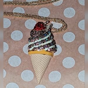 Ice cream cone necklace/ brooch